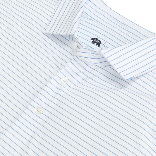Atlantic Stripe Performance Polo - Azurine