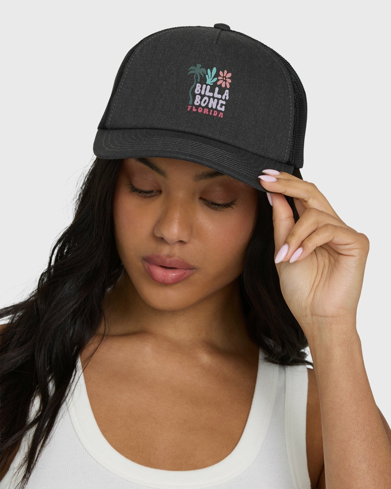 Floral Block Fl Trucker Hat | Black Pebble Billabong
