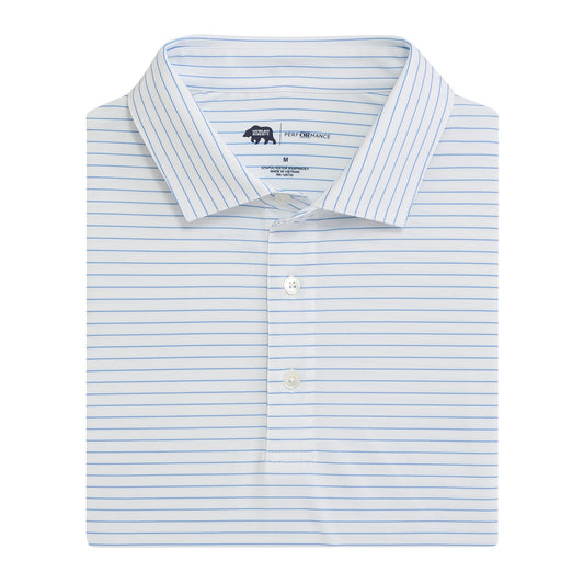 Atlantic Stripe Performance Polo - Azurine