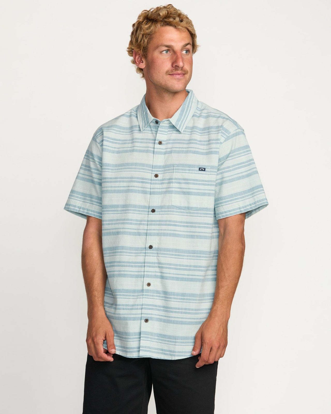 All Day Stripe Short Sleeve Shirt | Ash Blue Billabong