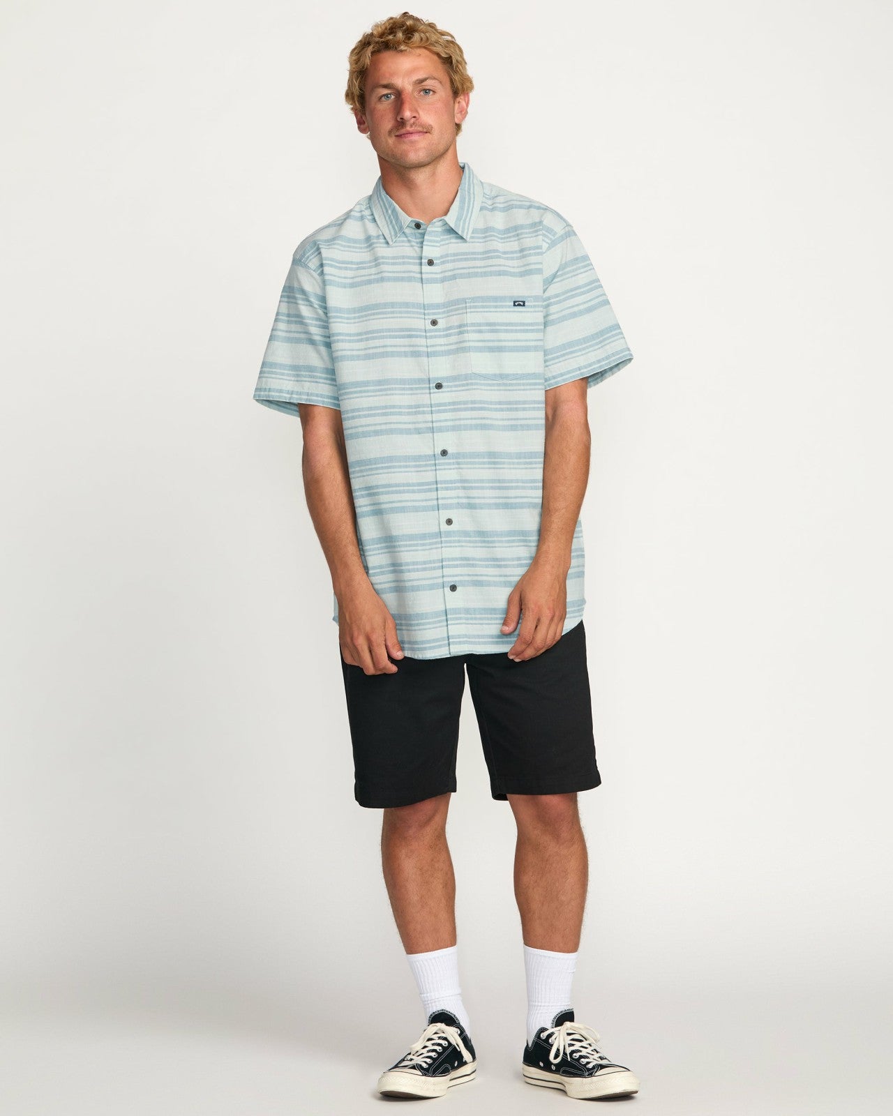 All Day Stripe Short Sleeve Shirt | Ash Blue Billabong