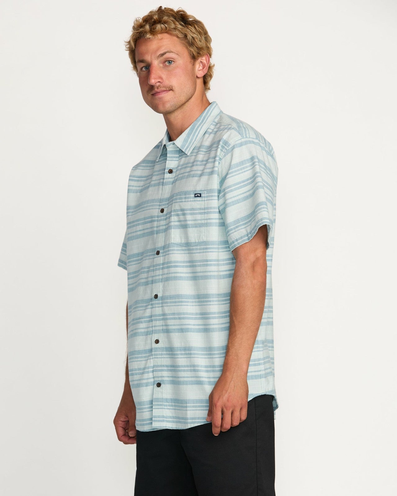 All Day Stripe Short Sleeve Shirt | Ash Blue Billabong