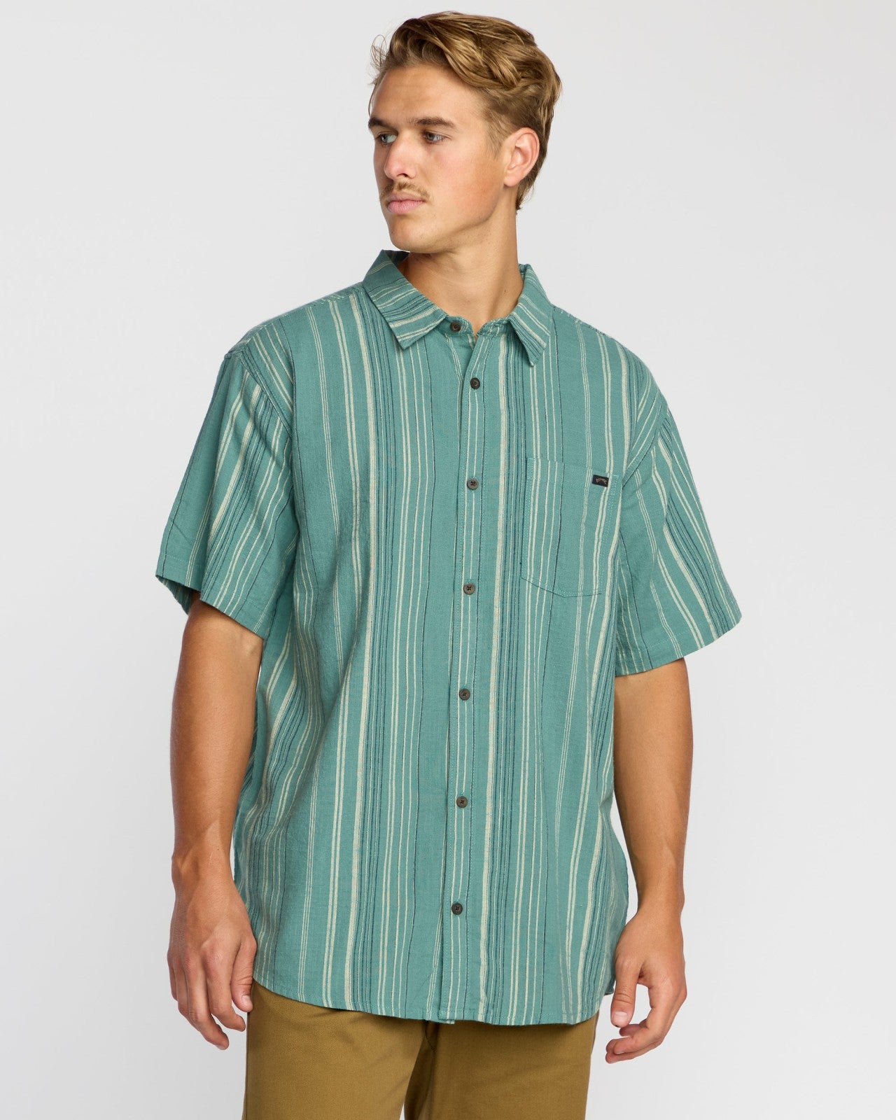 All Day Stripe Short Sleeve Shirt | Sage Green Billabong