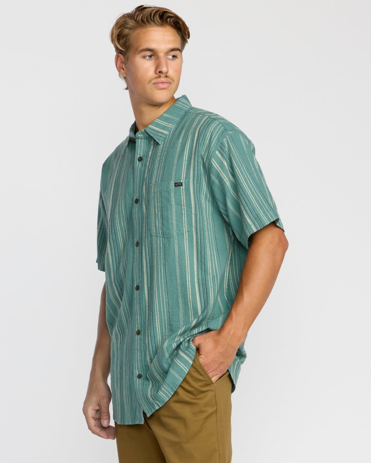 All Day Stripe Short Sleeve Shirt | Sage Green Billabong