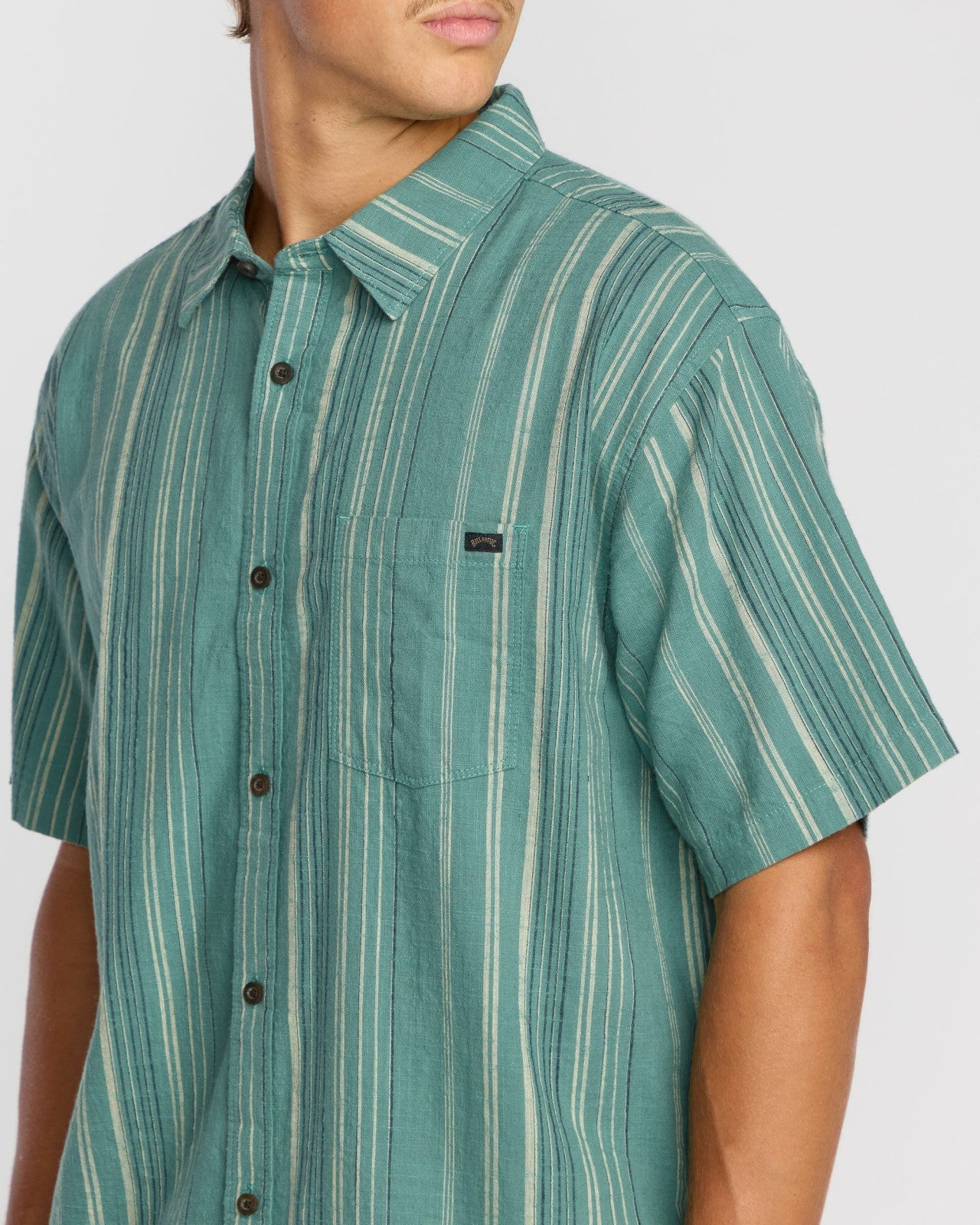 All Day Stripe Short Sleeve Shirt | Sage Green Billabong
