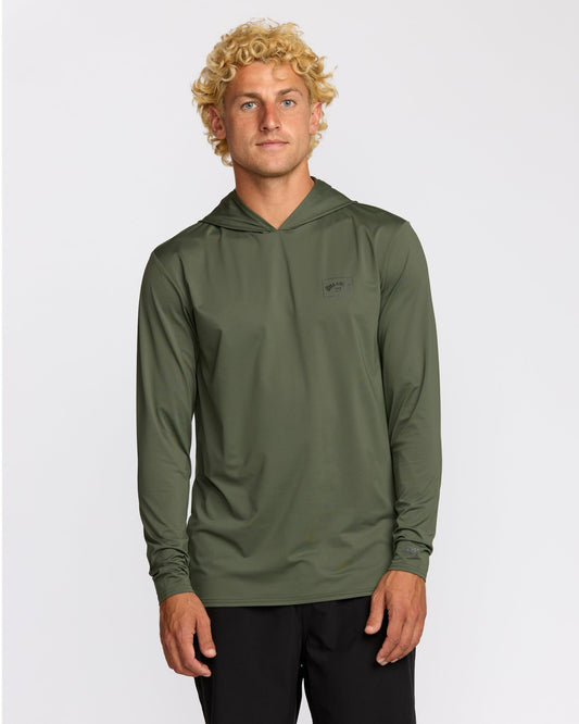 Arch Mesh Long Sleeve Hooded Surf Tee | Dark Military Billabong