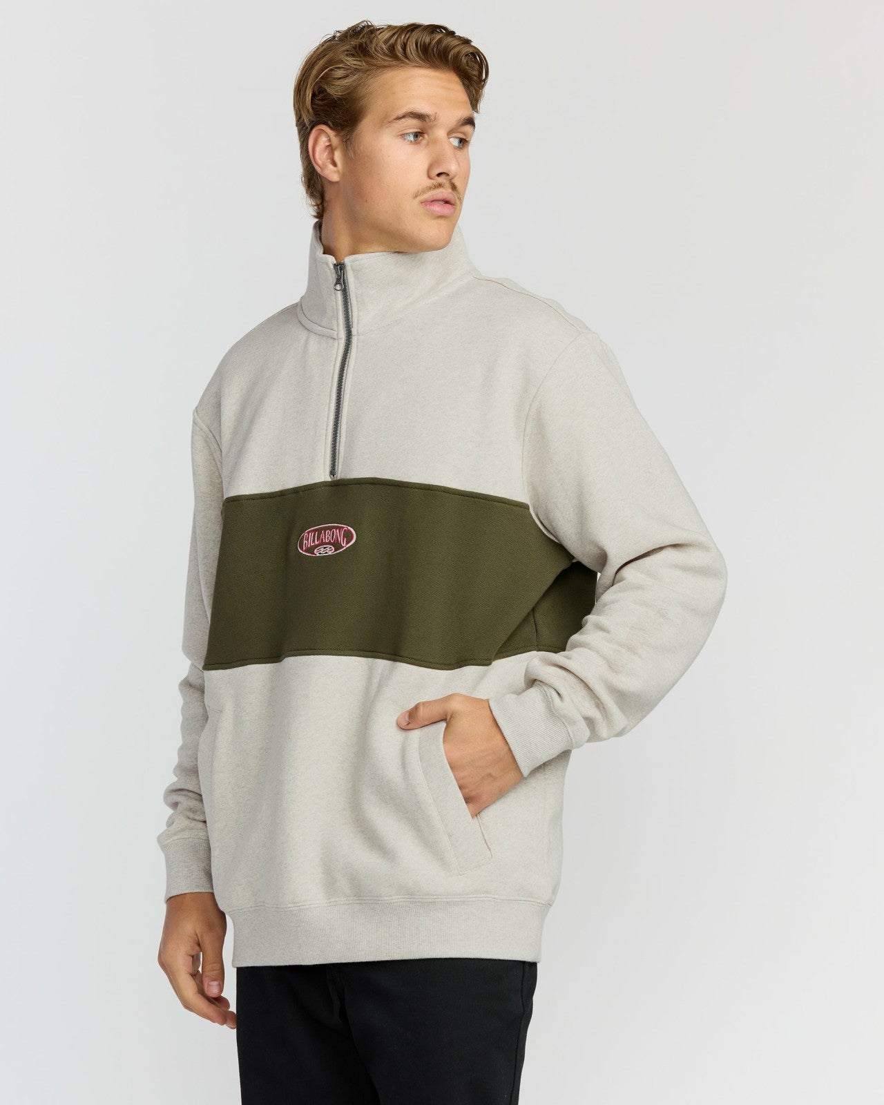Bad Dog 3/4 Zip Mockneck Sweatshirt | Sand Htr Billabong