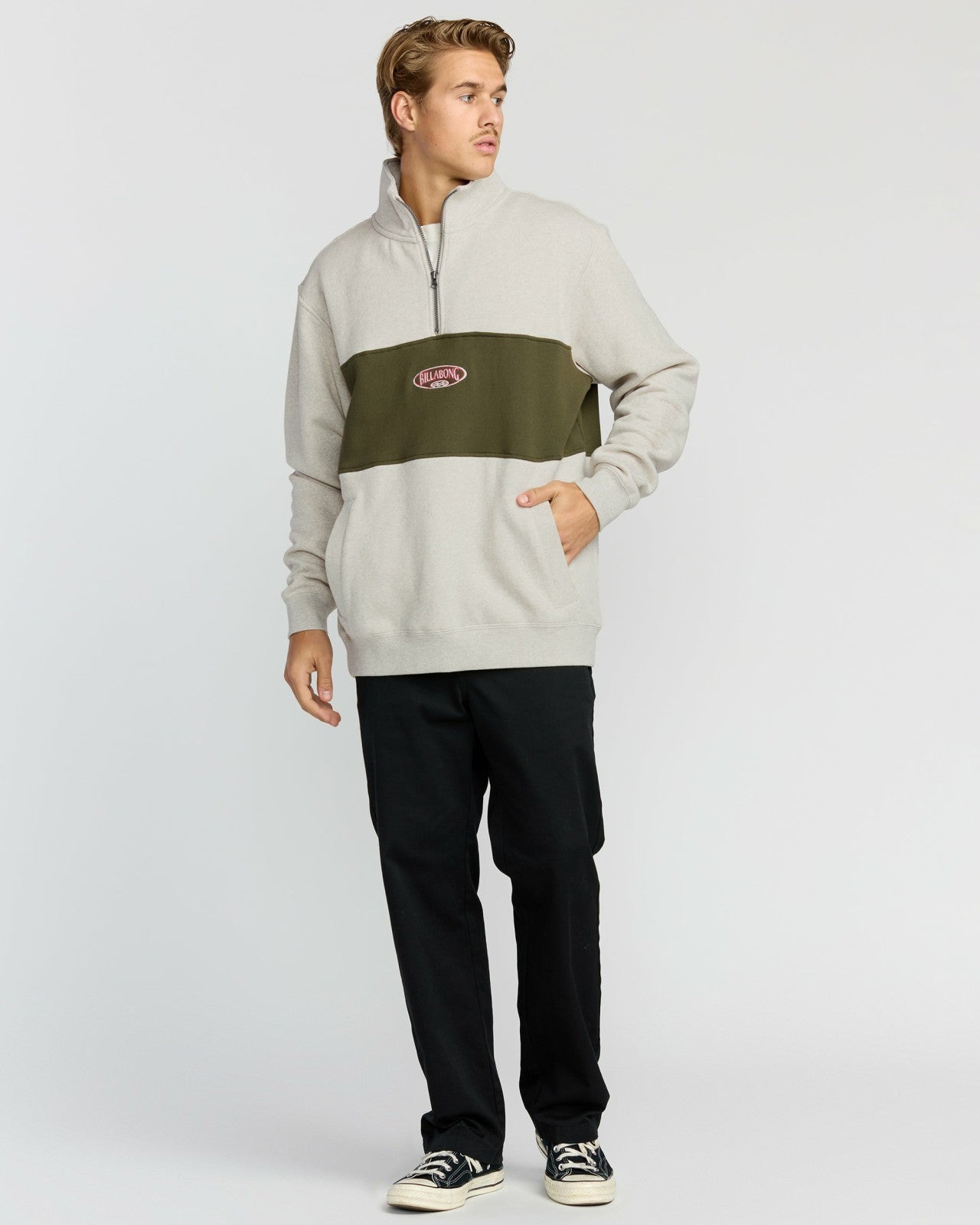 Bad Dog 3/4 Zip Mockneck Sweatshirt | Sand Htr Billabong