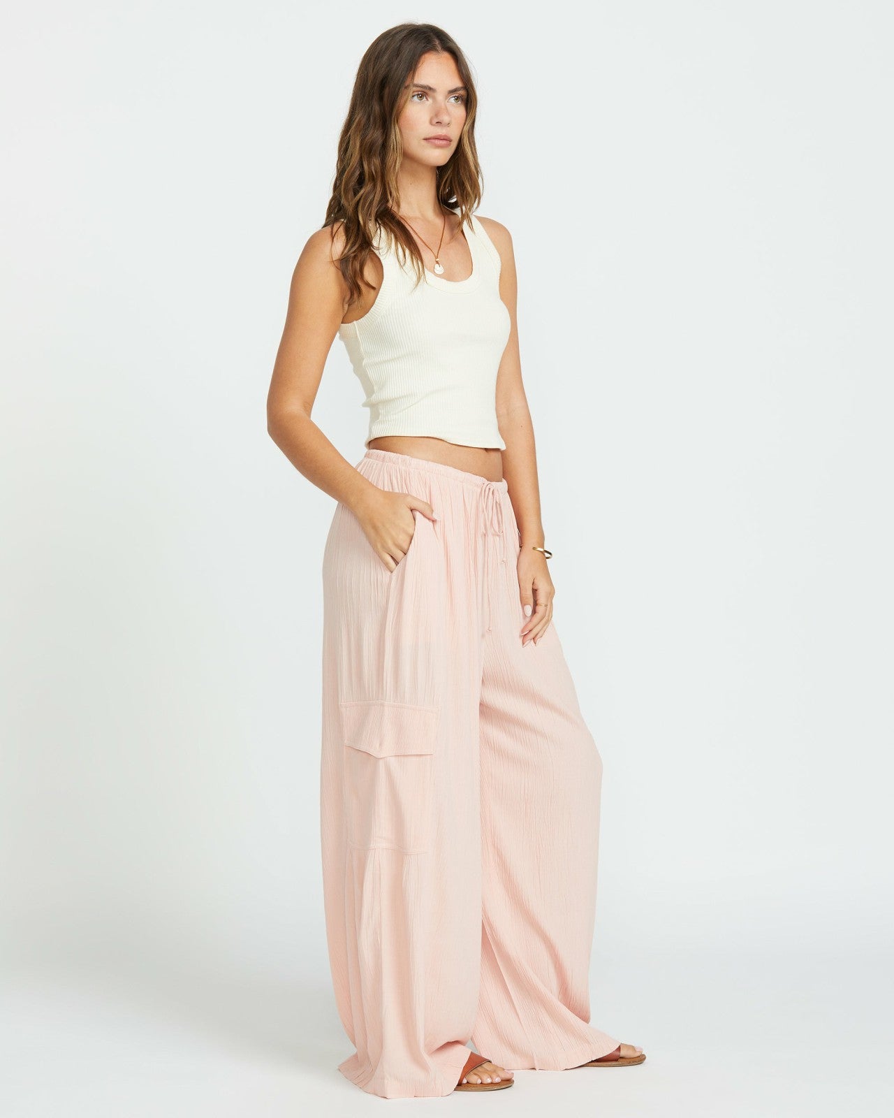 Beach Babe Cargo Elastic Waist Pants | Dusty Peach Billabong