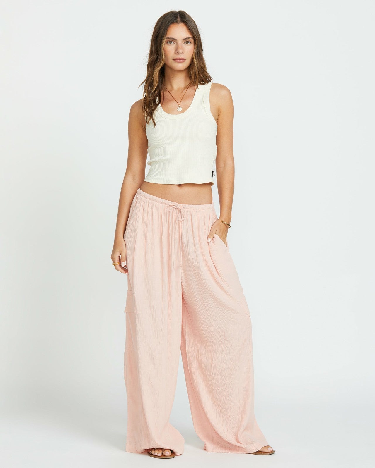 Beach Babe Cargo Elastic Waist Pants | Dusty Peach Billabong