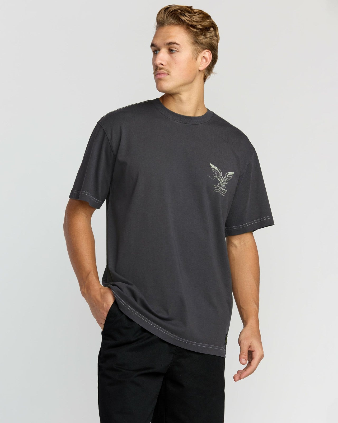 Bird Of Prey Garage OG Short Sleeve T-Shirt | Washed Black Billabong