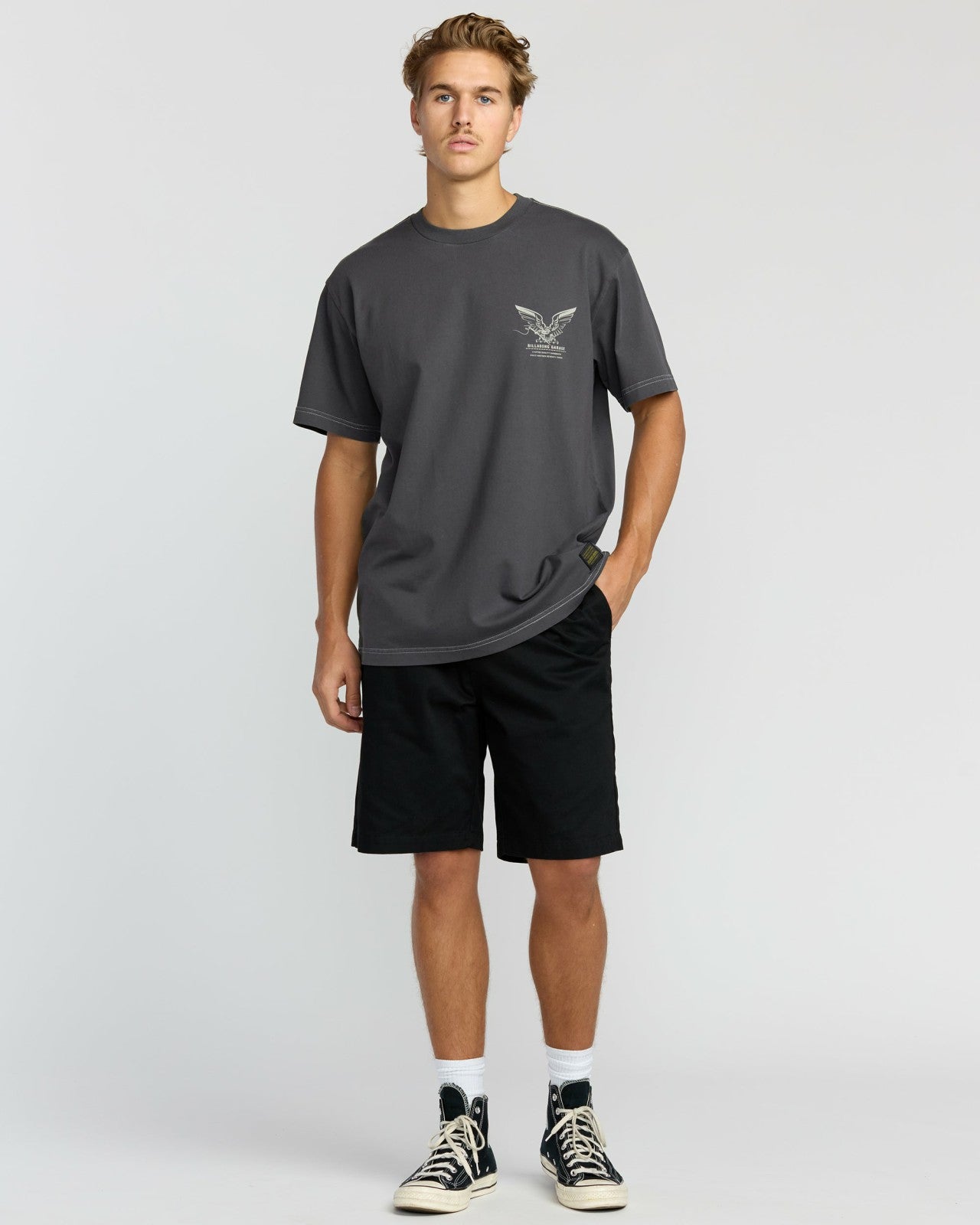 Bird Of Prey Garage OG Short Sleeve T-Shirt | Washed Black Billabong