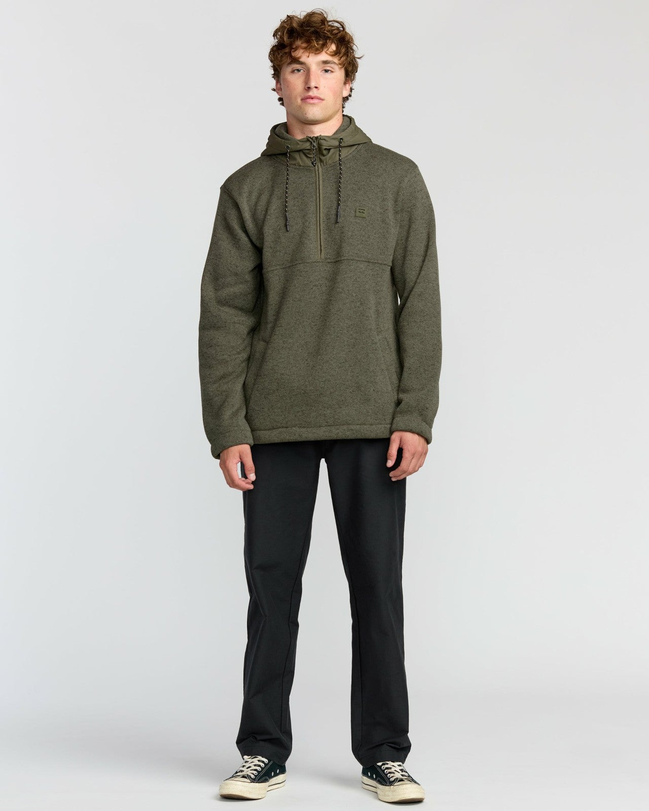A/Div Boundary Hooded Half-Zip Pullover | Military Heather Billabong