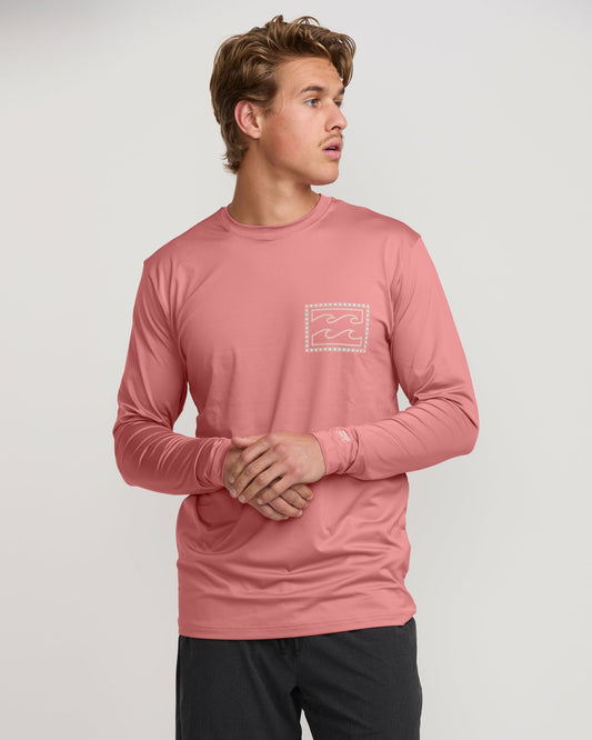 Crayon Wave Loose Fit Long Sleeve Surf Tee | Dusty Pink Billabong