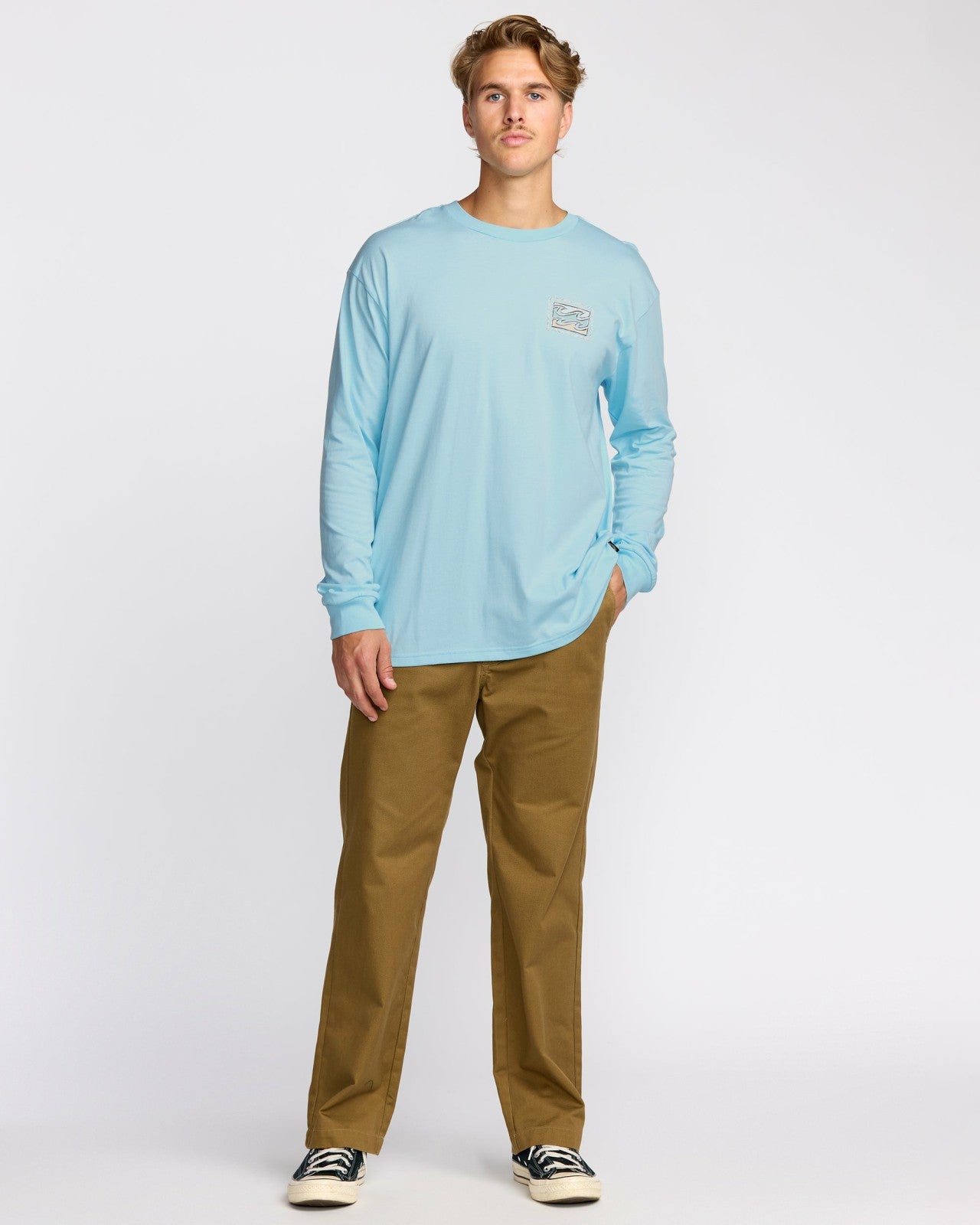 Crayon Wave Regular Long Sleeve T-Shirt | Coastal Blue Billabong