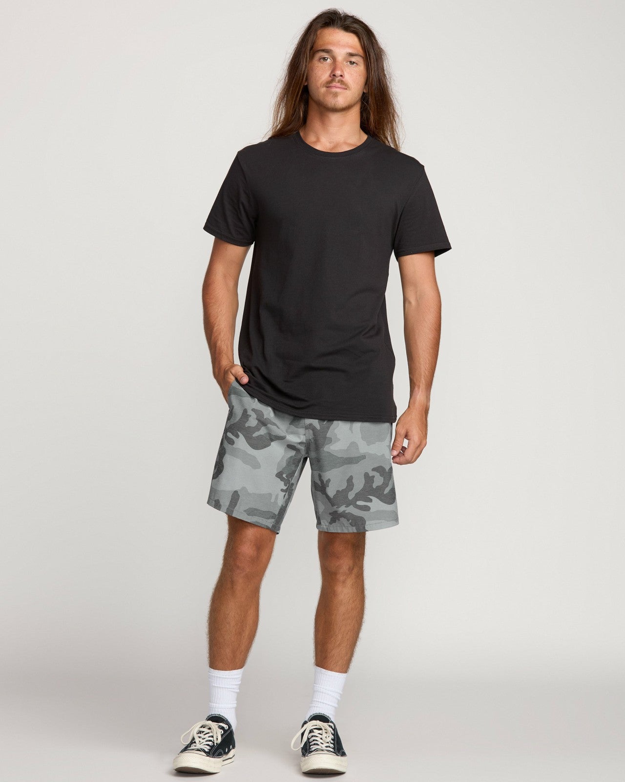 Crossfire Elastic Submersible 18" Hybrid Shorts | Black Camo Billabong