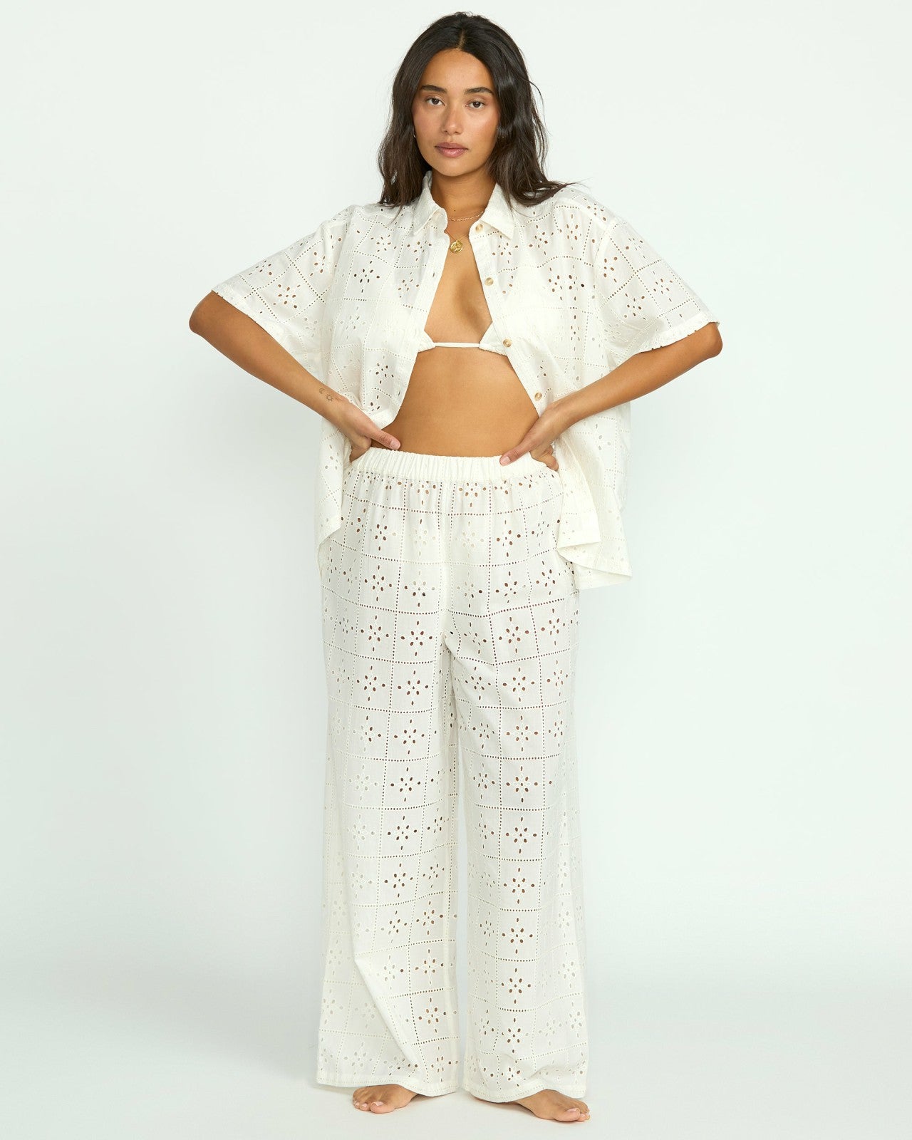 Eyelet Crush Beach Coverup Pants | Salt Crystal Billabong