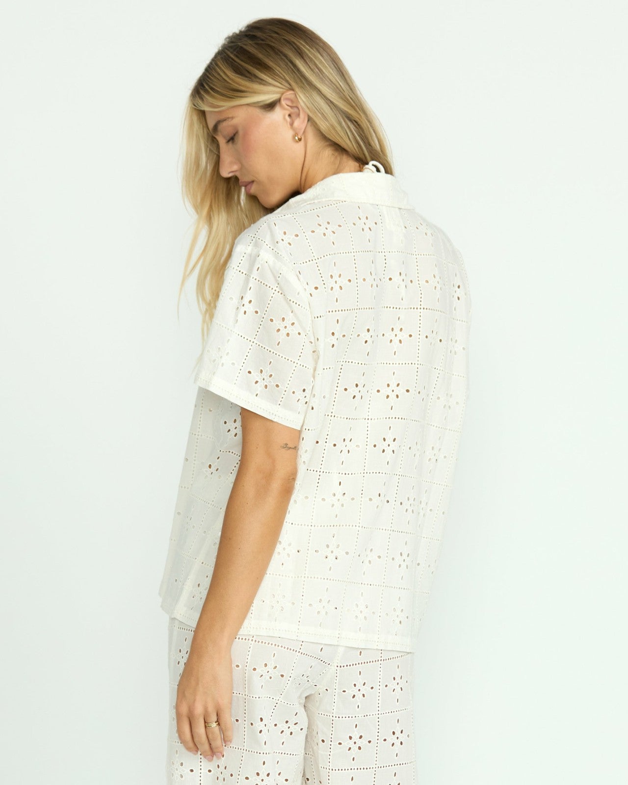 Eyelet Crush Beach Coverup Top | Salt Crystal Billabong