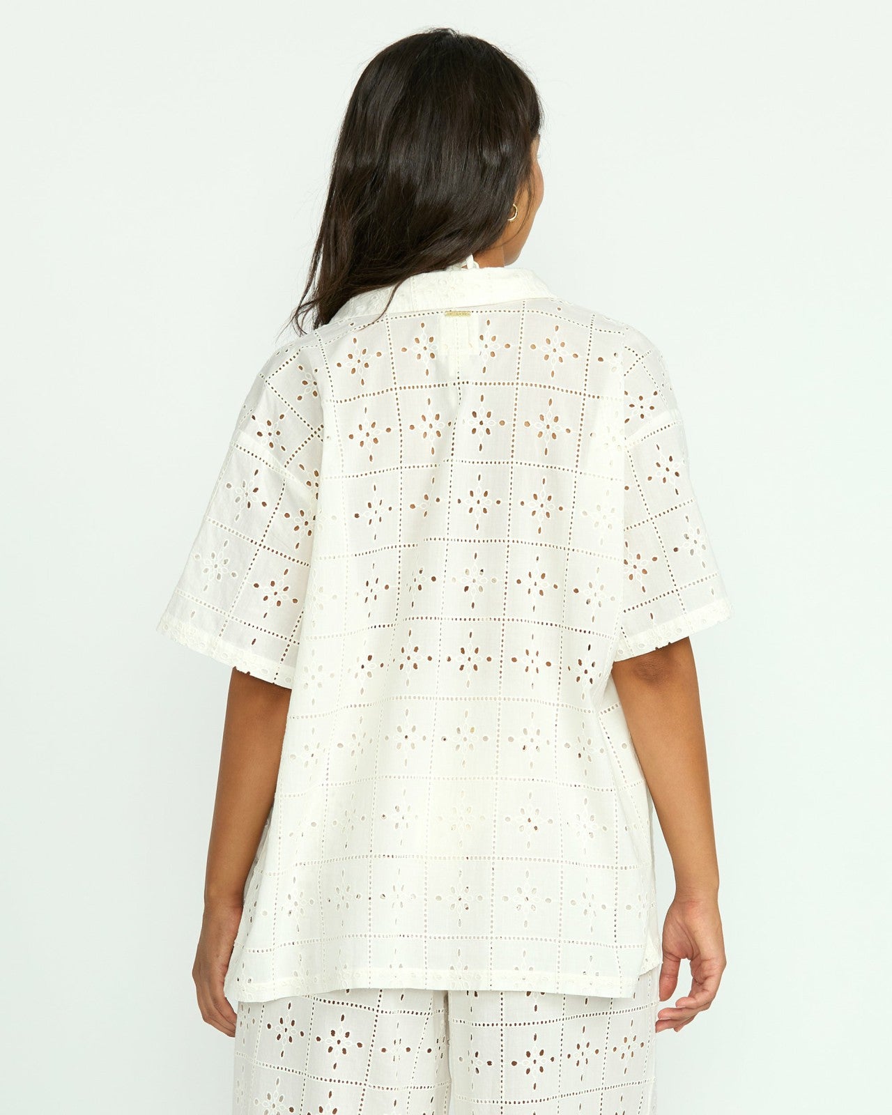 Eyelet Crush Beach Coverup Top | Salt Crystal Billabong