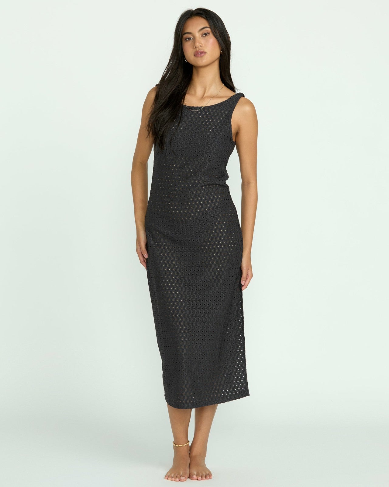 Eyelet Sun Midi Dress Beach Coverup | Off Black Billabong