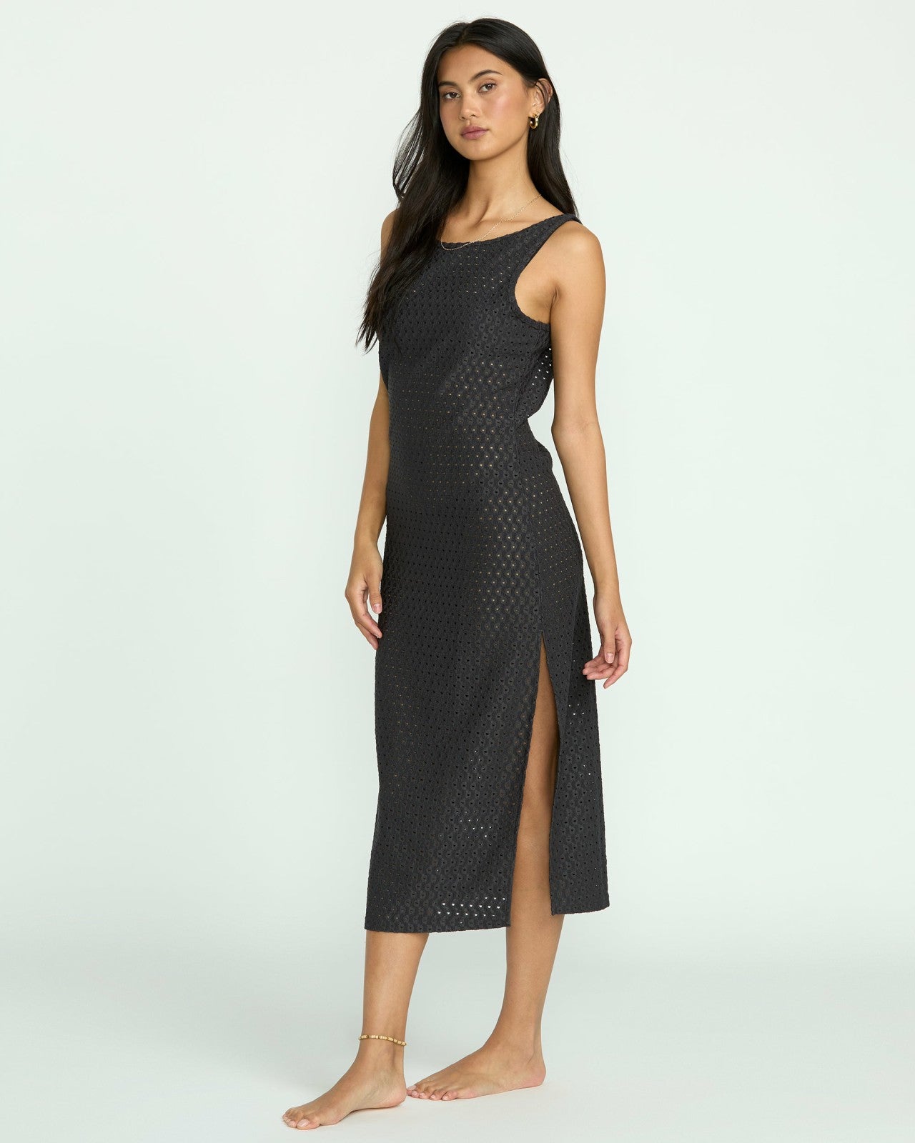 Eyelet Sun Midi Dress Beach Coverup | Off Black Billabong