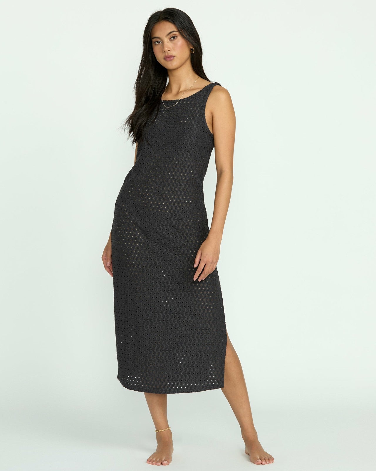 Eyelet Sun Midi Dress Beach Coverup | Off Black Billabong