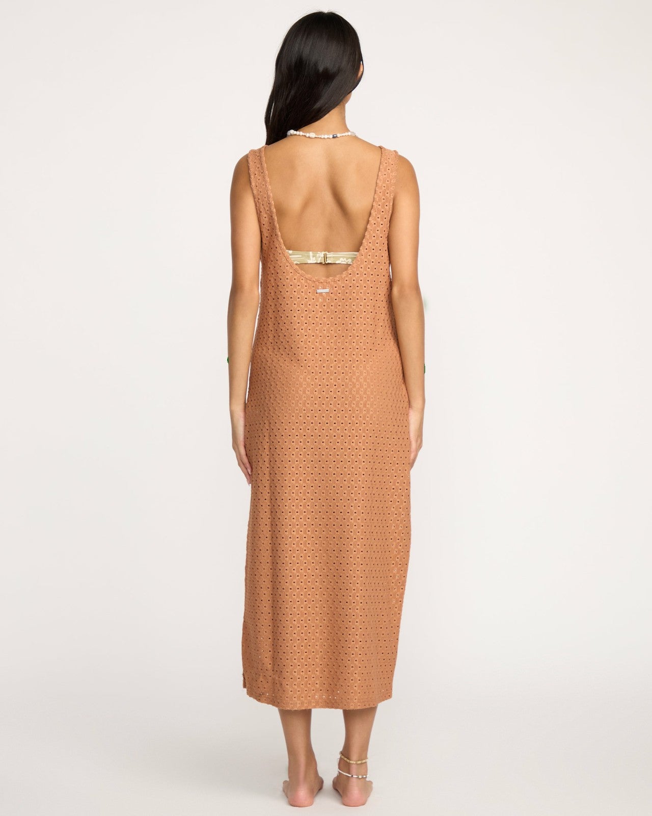 Eyelet Sun Midi Dress Beach Coverup | Rose Brown Billabong