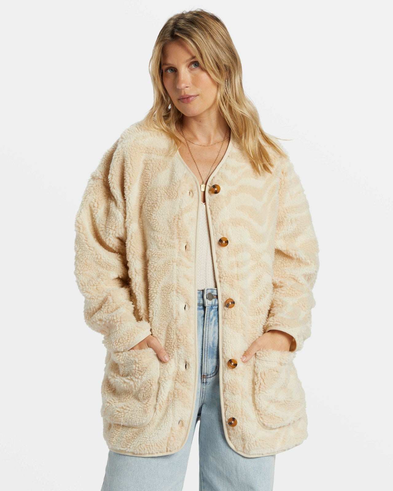 Fireside Cozy Buttoned Fleece Jacket | White Cap Billabong
