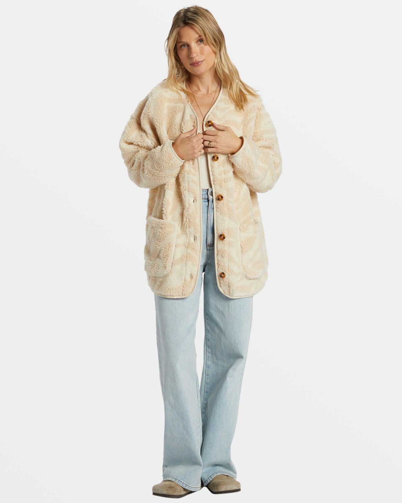 Fireside Cozy Buttoned Fleece Jacket | White Cap Billabong