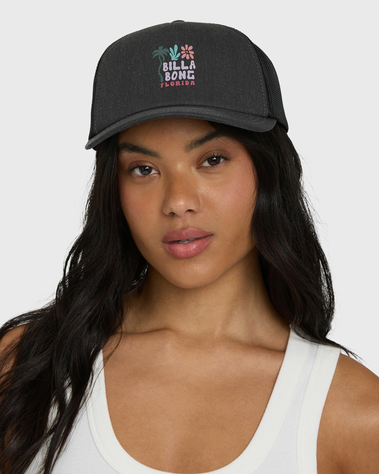 Floral Block Fl Trucker Hat | Black Pebble Billabong