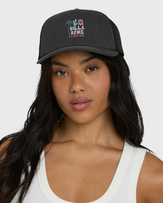 Floral Block Fl Trucker Hat | Black Pebble Billabong