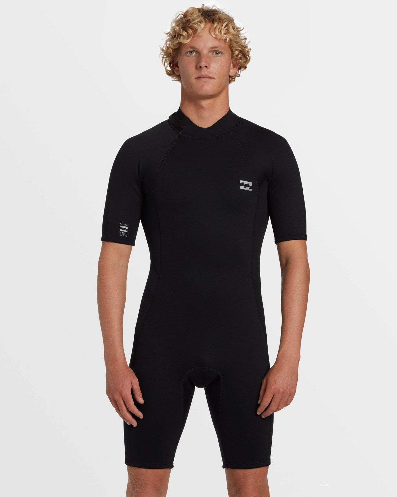 2mm Foil Flatlock Back Zip Short Sleeve Springsuit | Black Billabong