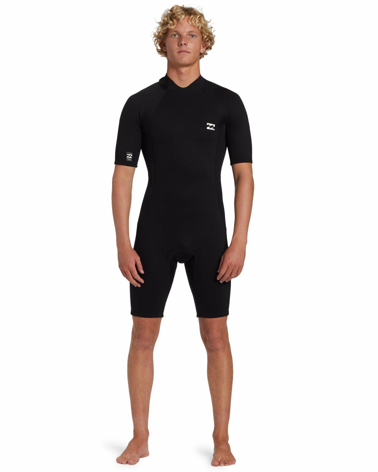 2mm Foil Flatlock Back Zip Short Sleeve Springsuit | Black Billabong