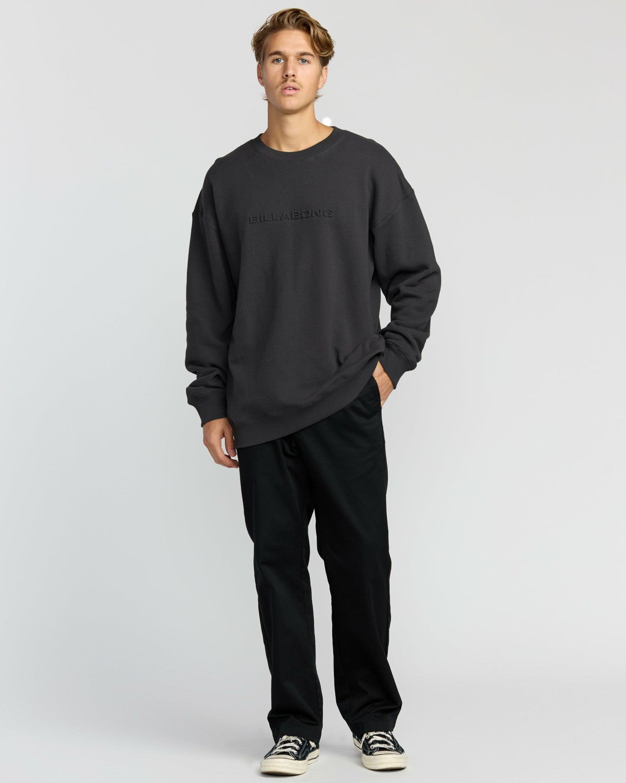 Iconic Emboss Crewneck Sweatshirt | Black Billabong