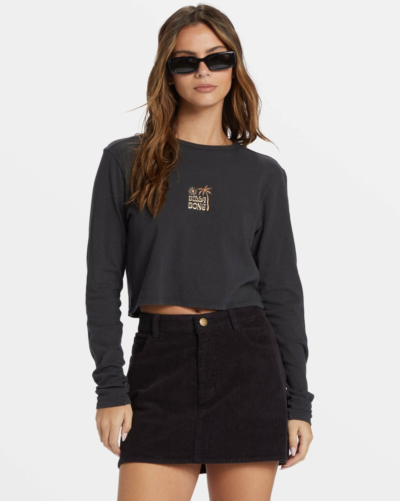 Marina Corduroy Skirt | Black Pebble Billabong
