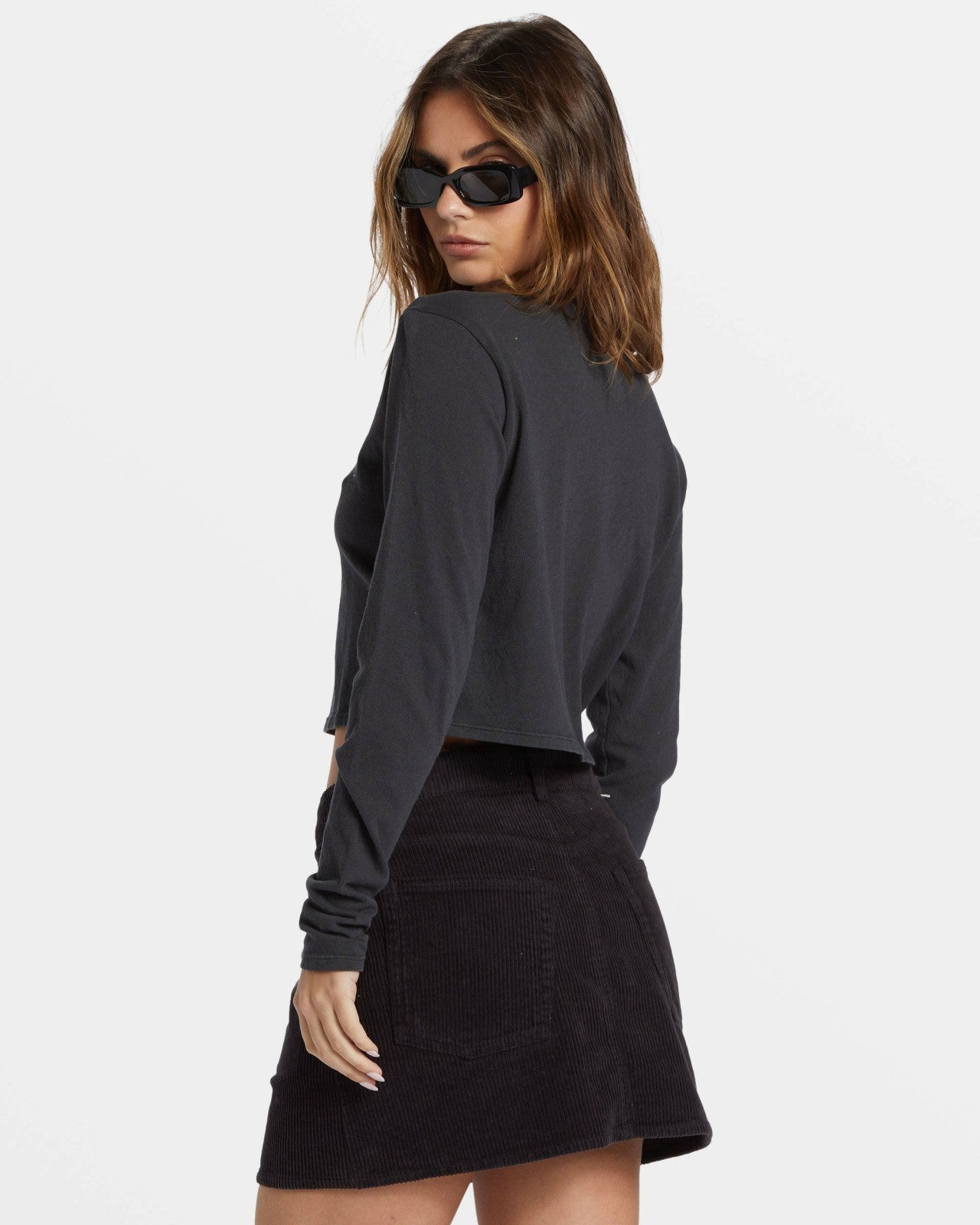 Marina Corduroy Skirt | Black Pebble Billabong