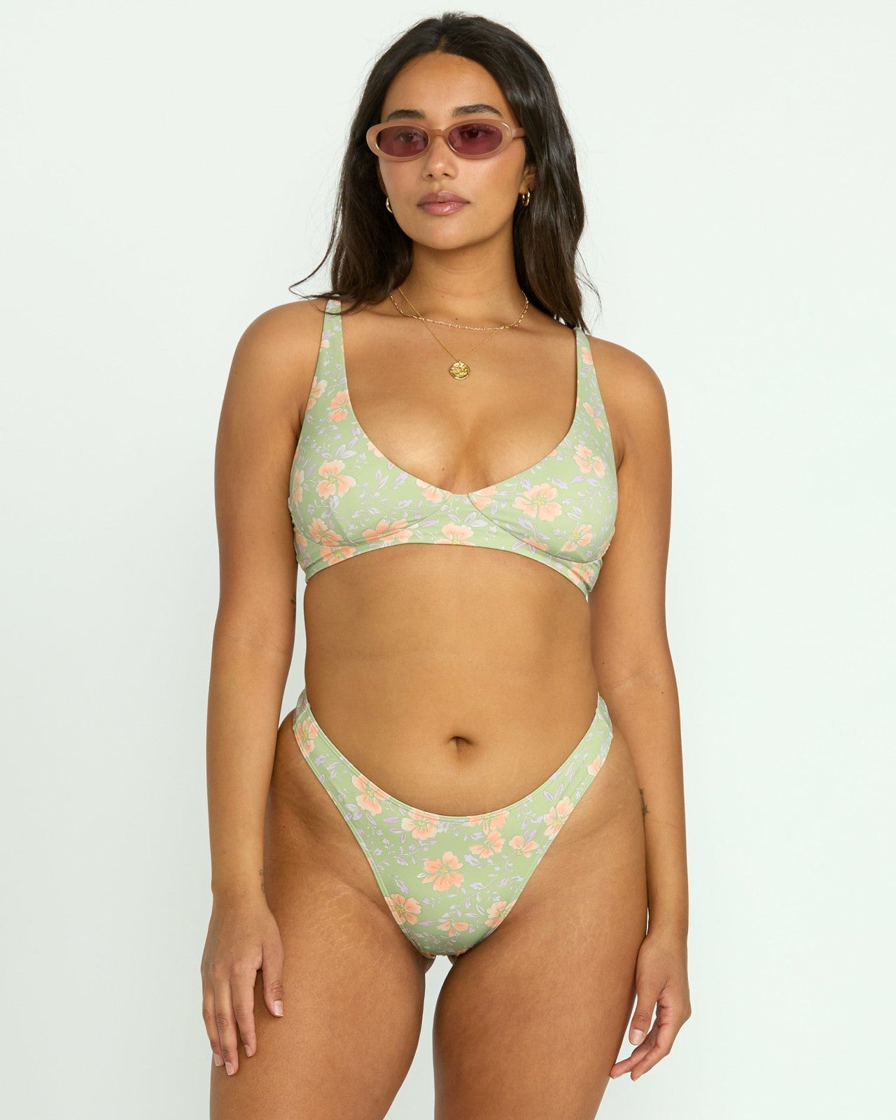 More To Sea Cami Plunge Bikini Top | Pistachio Billabong