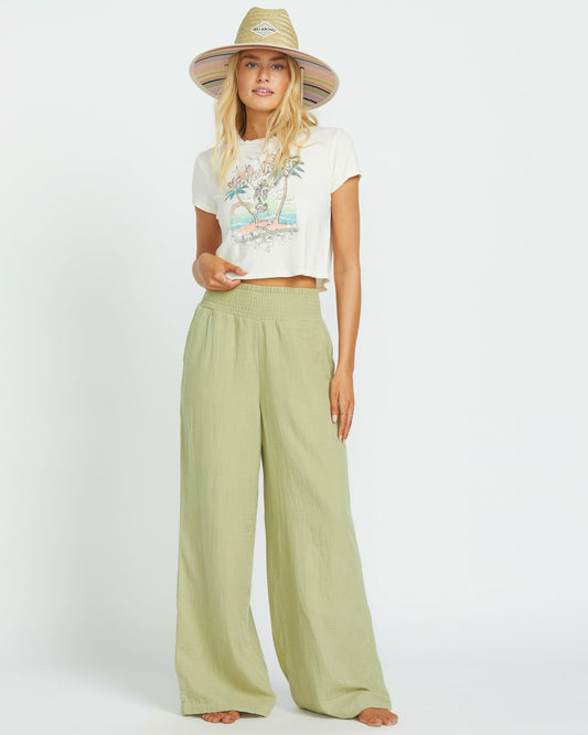 New Waves Gauze Elastic Waist Pants | Avocado Billabong