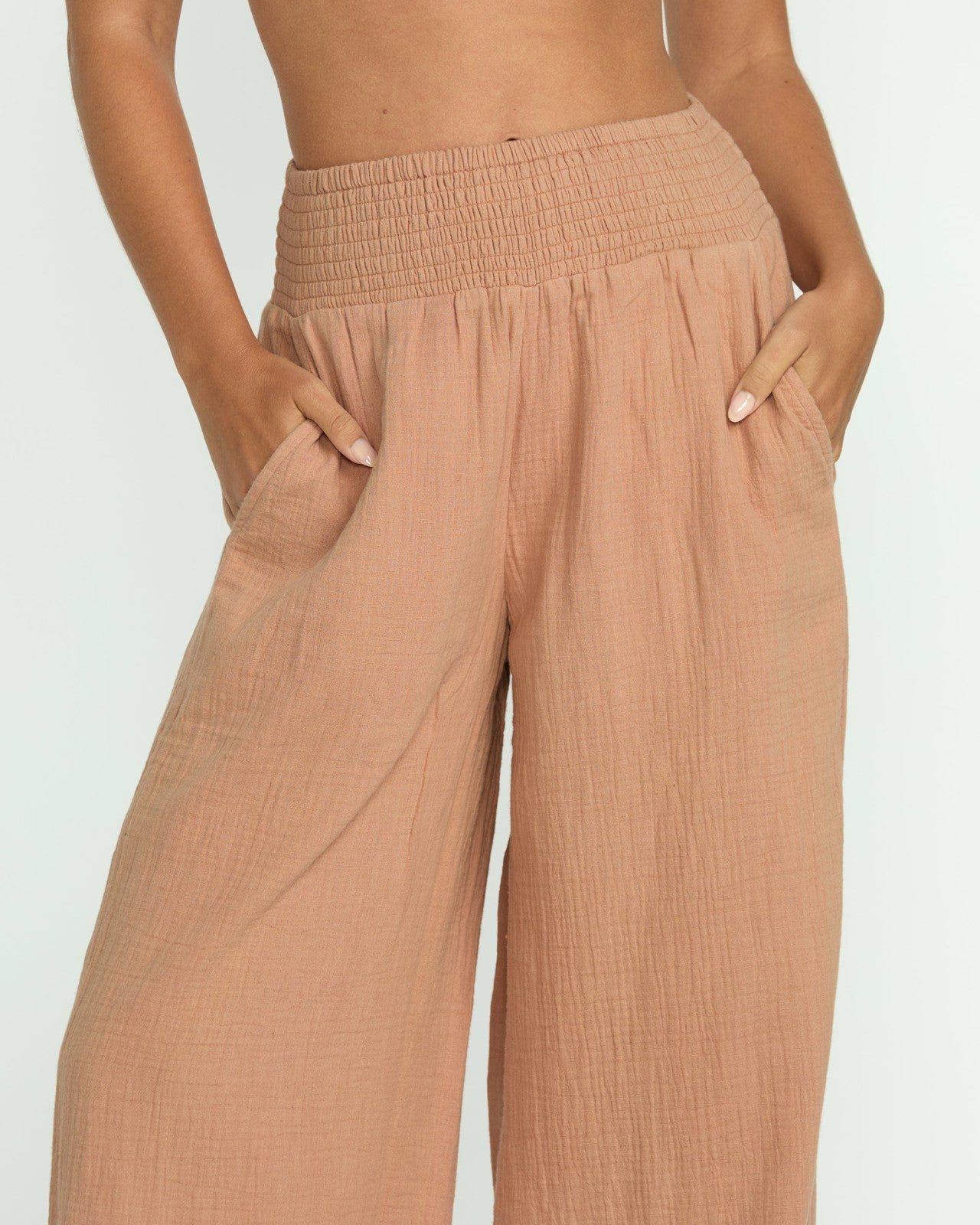 New Waves Gauze Elastic Waist Pants | Rose Brown Billabong