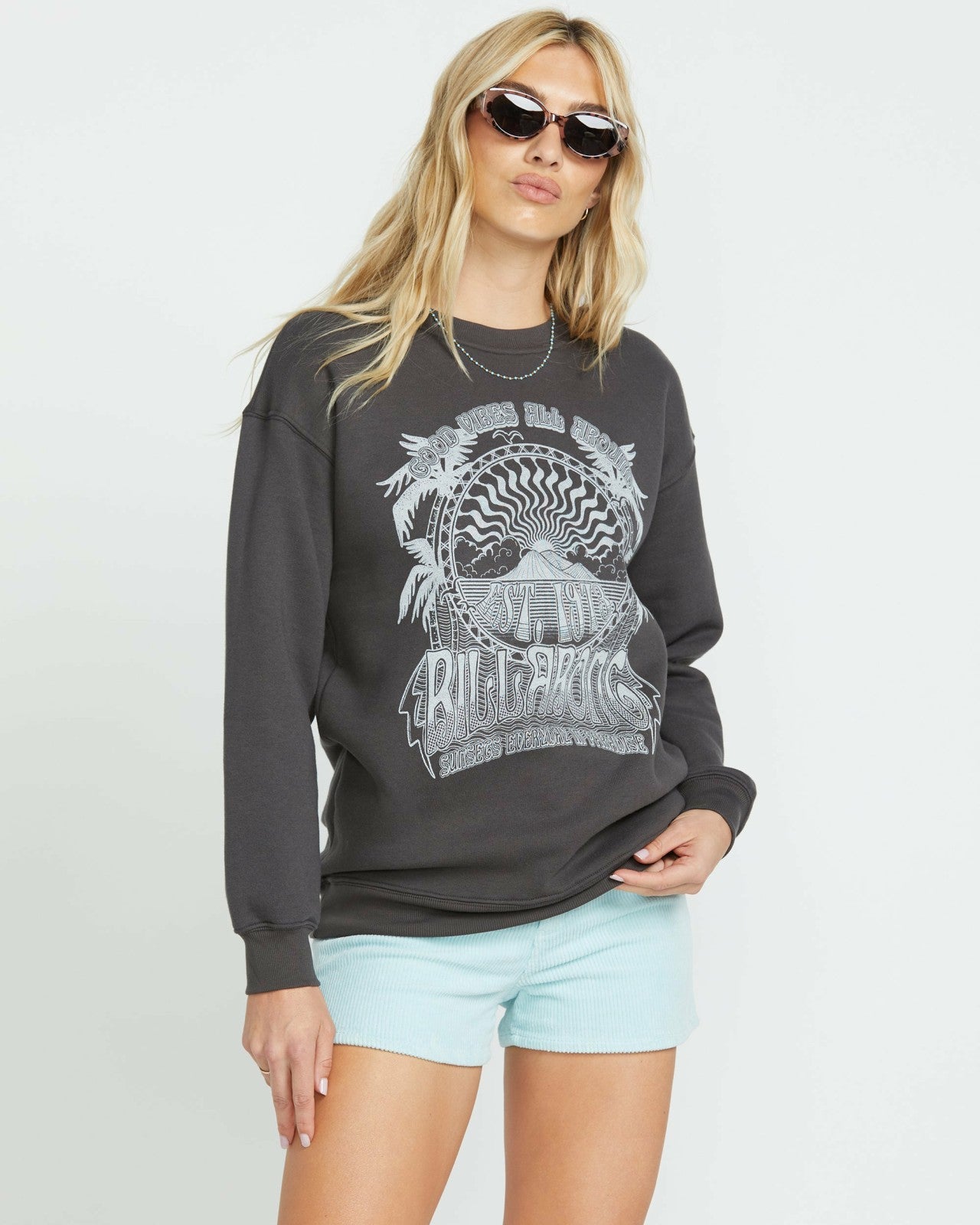 Palm Classics Crew Sweatshirt | Off Black Billabong