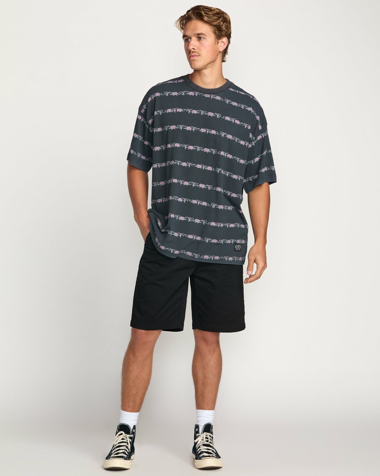 Raging Bull Stripe Tee | Washed Black Billabong
