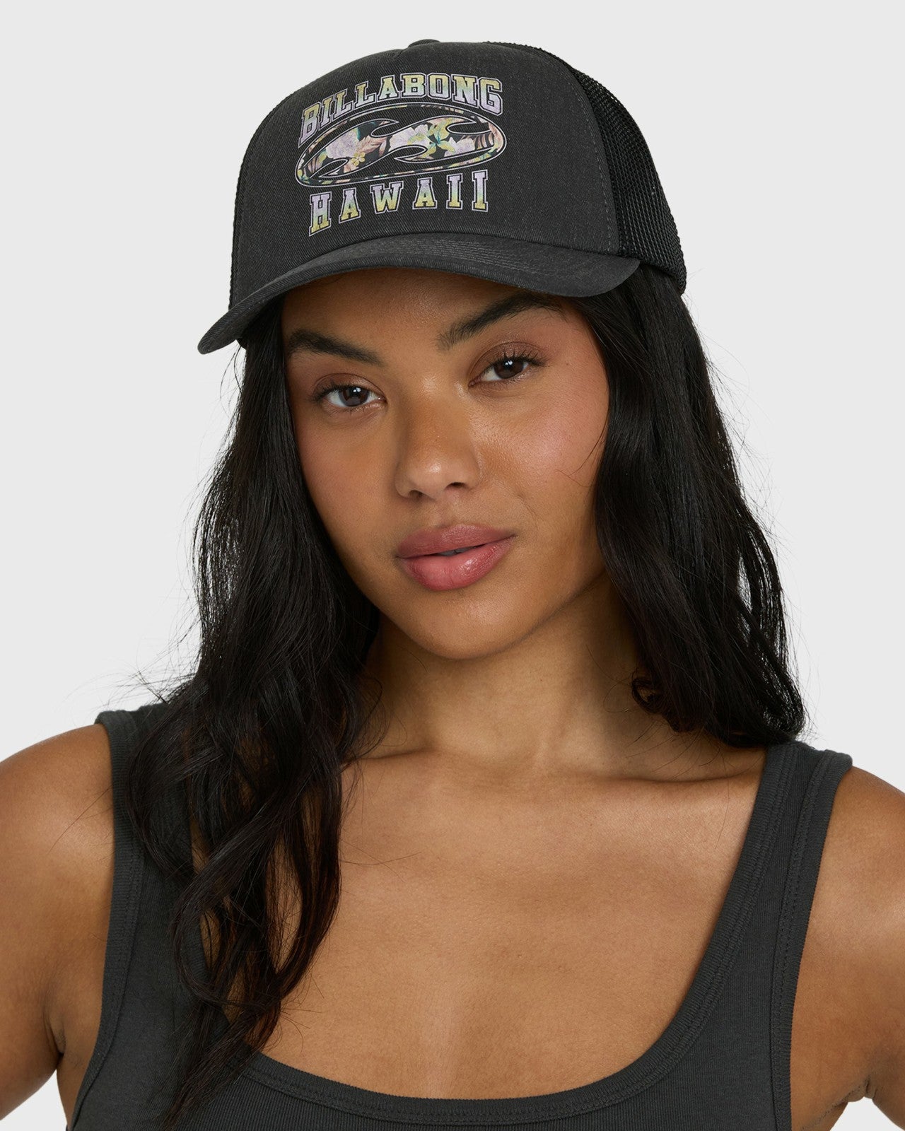Shadow Tropics Hi Trucker Hat | Black Pebble Billabong