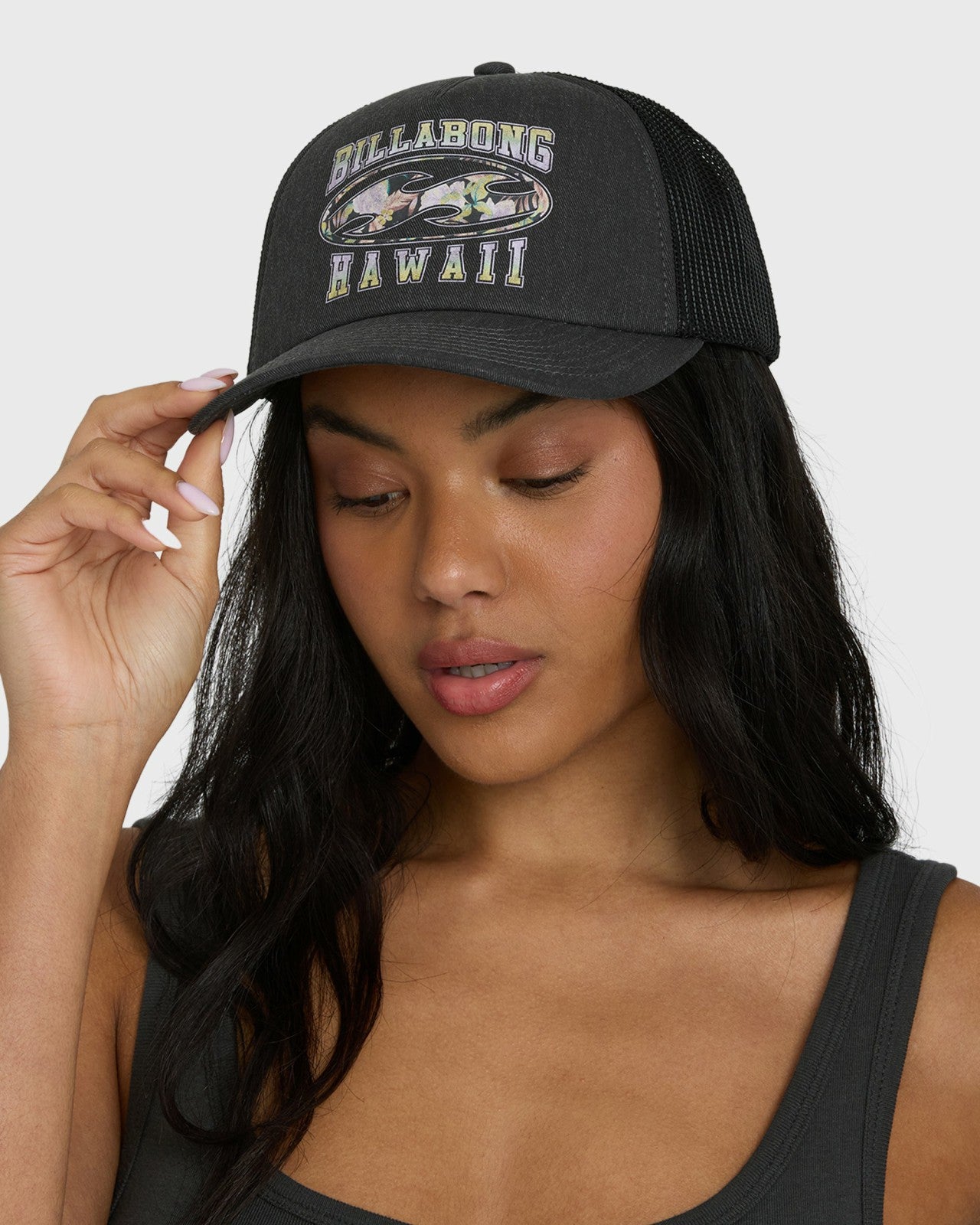 Shadow Tropics Hi Trucker Hat | Black Pebble Billabong