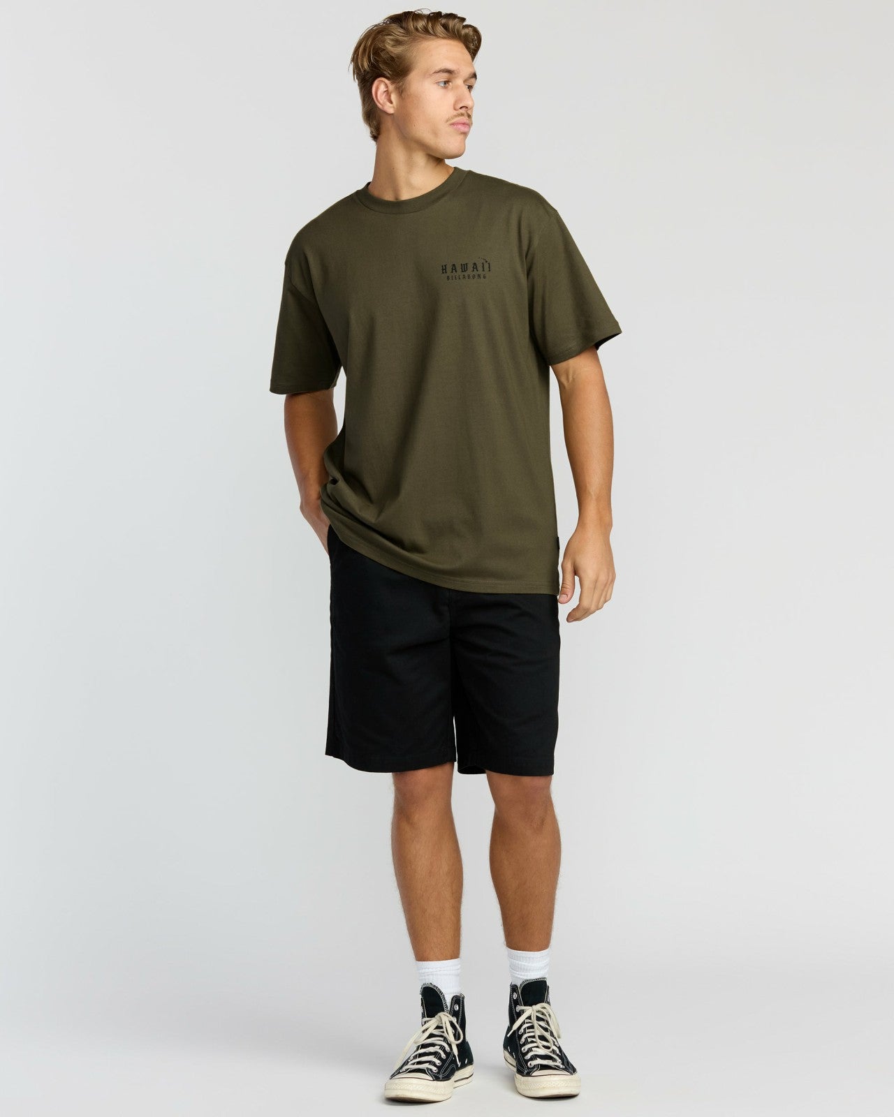 Skull Wave Hi Regular Short Sleeve T-Shirt | Military Billabong