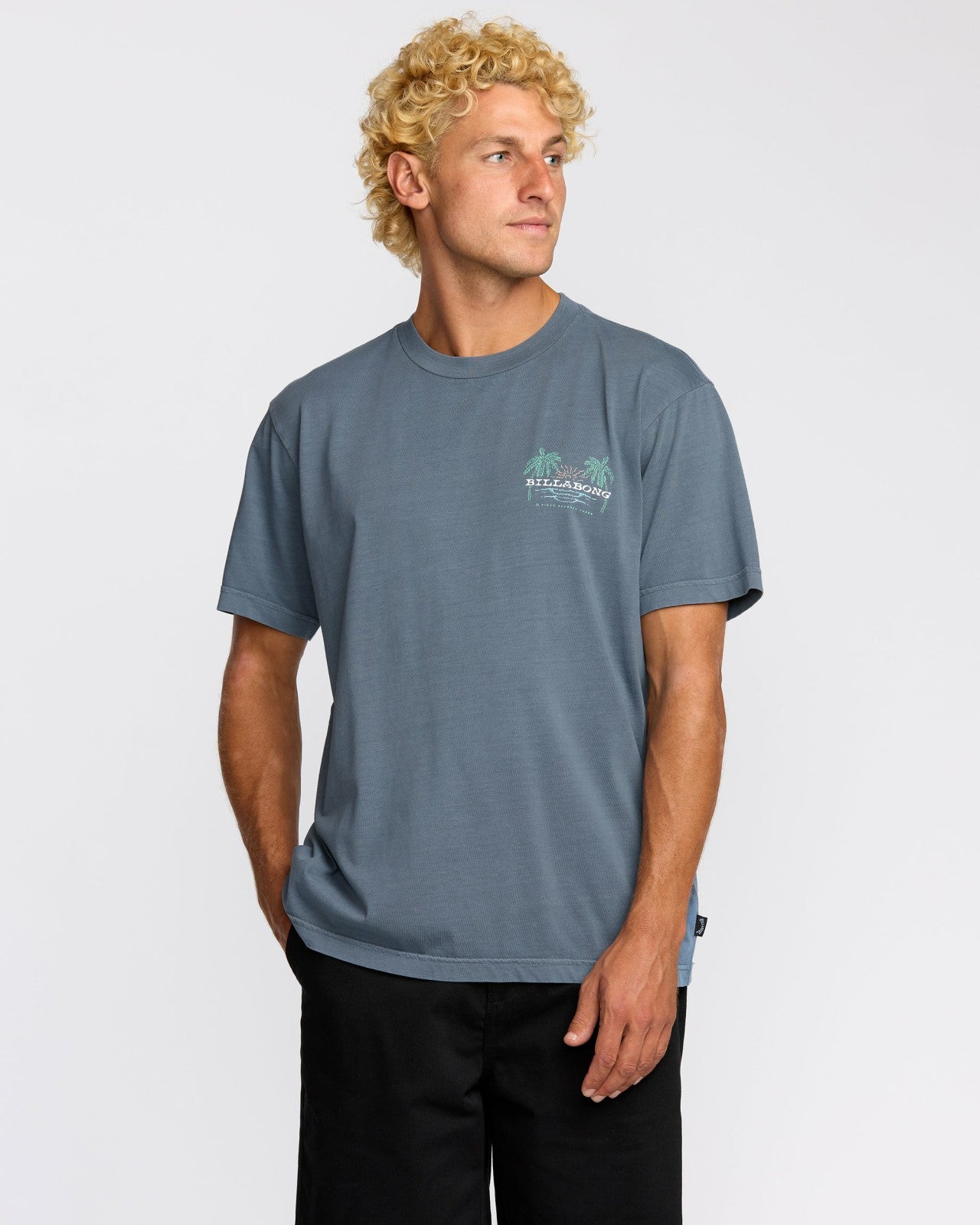 Social Lounge Premium Wave Wash Short Sleeve T-Shirt | Steel Blue Billabong