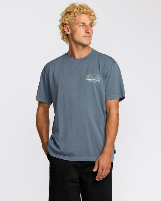 Social Lounge Premium Wave Wash Short Sleeve T-Shirt | Steel Blue Billabong