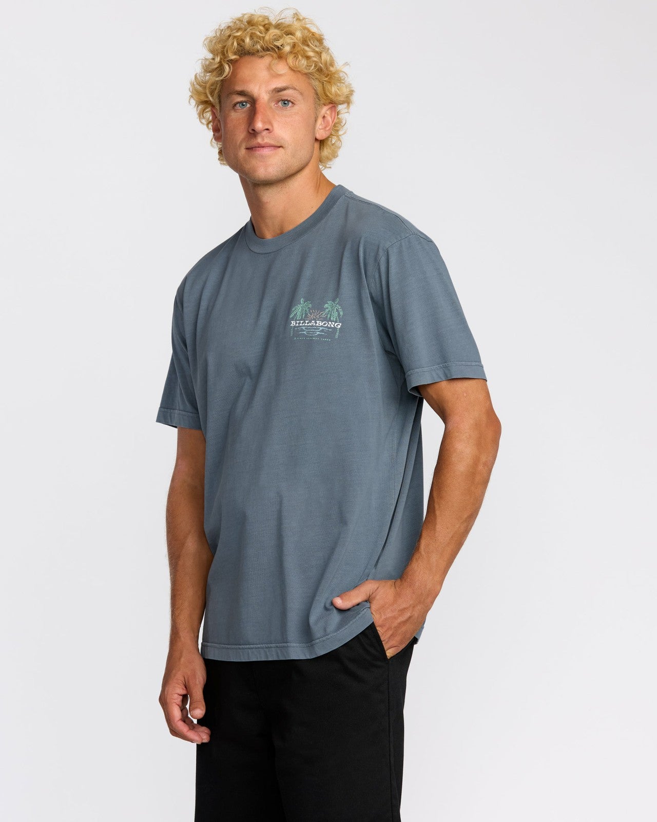 Social Lounge Premium Wave Wash Short Sleeve T-Shirt | Steel Blue Billabong