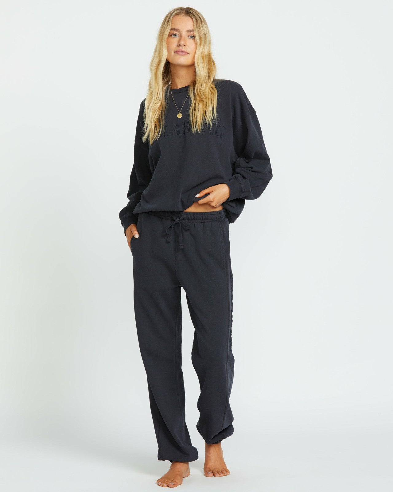 So Typical Elastic Waist Pants | Black Pebble Billabong
