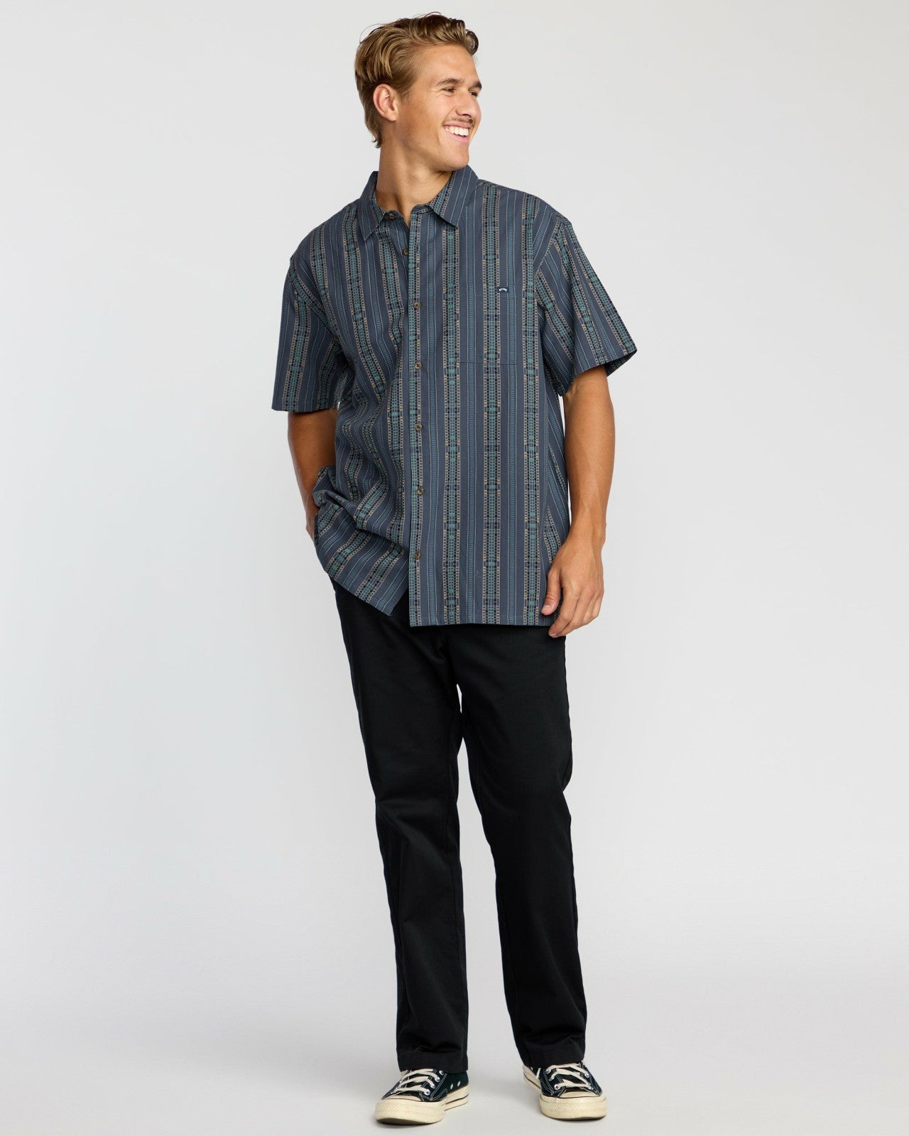 Sundays Jacquard Short Sleeve Shirt | Dark Navy Billabong