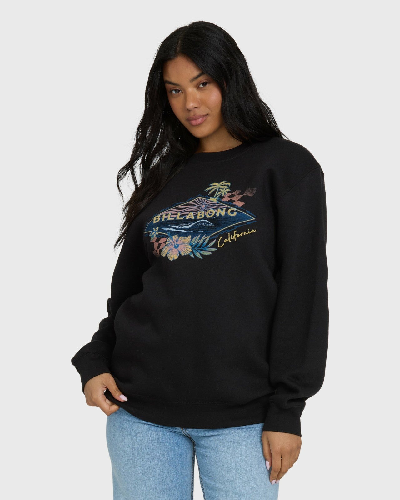 Surfing Solo California Crewneck Sweatshirt | Black Billabong